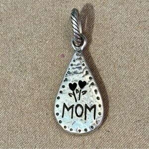 🆕 Brighton MOM Notes charm Teardrop shape Hammered finish Cutout hearts